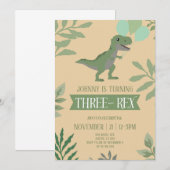 Invitation d'anniversaire Three-Rex (Devant / Derrière)