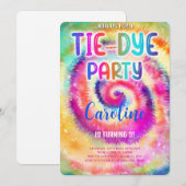 Invitation d'anniversaire Tie Dye (Devant / Derrière)
