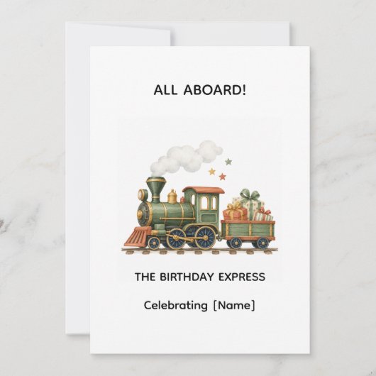 Invitation d'anniversaire Tiny Tracks Train (Devant)