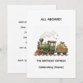 Invitation d'anniversaire Tiny Tracks Train (Devant / Derrière)