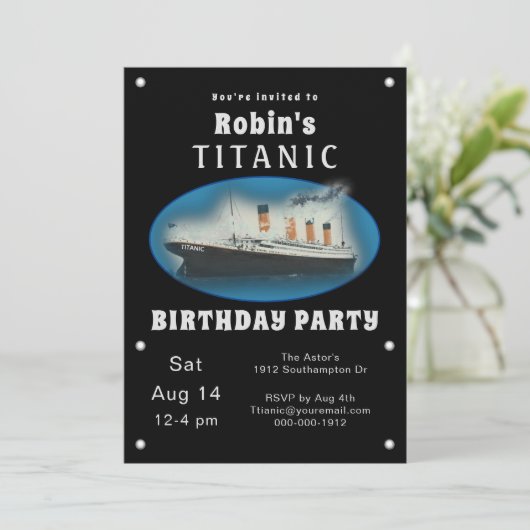 Invitation d'anniversaire Titanic Black (Debout devant)