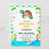 Invitation d'anniversaire tortue (Devant / Derrière)