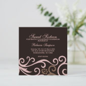 Invitation d'anniversaire tourbillon marron et crè (Debout devant)