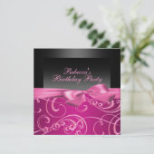 Invitation d'anniversaire Tourbillons Rose Fête (Debout devant)