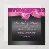 Invitation d'anniversaire Tourbillons Rose Fête (Dos)