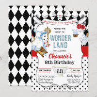 INVITATION D'ANNIVERSAIRE TOUT ÂGE - Alice au pays