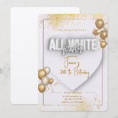 Invitation d'anniversaire tout en blanc (Devant / Derrière)