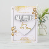 Invitation d'anniversaire tout en blanc (Debout devant)