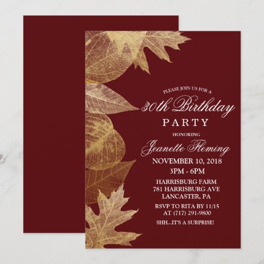 Invitation d'anniversaire TOUTES COULEURS - Feuill (Devant / Derrière)