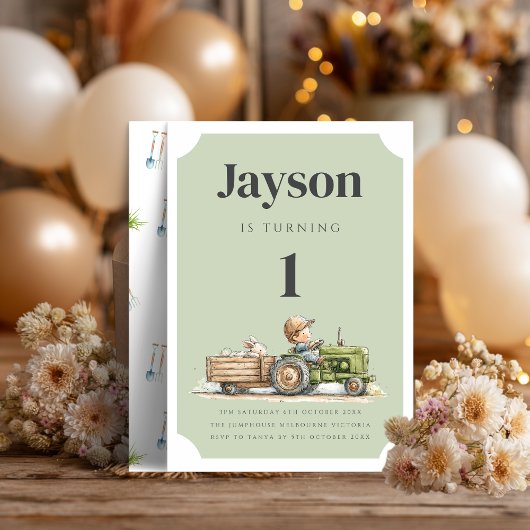 Invitation d'anniversaire tracteur de ferme | Anim
