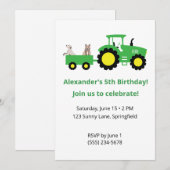 Invitation d'anniversaire tracteur • Invitation mo (Devant / Derrière)