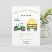 Invitation d'anniversaire Tracteur Vert (Debout devant)