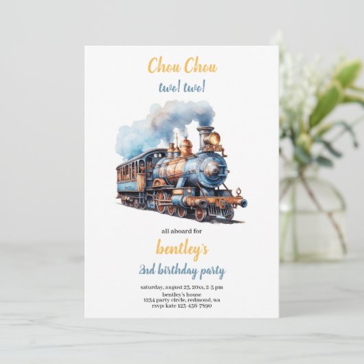 invitation d'anniversaire train chou chou (Debout devant)