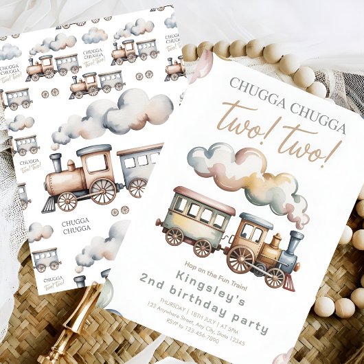 Invitation d'anniversaire Train Deux Deux