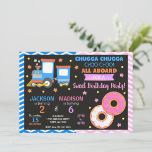 Invitation d'anniversaire Train & Donuts Joint
