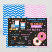 Invitation d'anniversaire Train & Donuts Joint (Devant / Derrière)