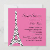 Invitation d'anniversaire Tres Paris (fuchsia) (Devant)