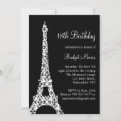 Invitation d'anniversaire Tres Paris (noir) (Devant)
