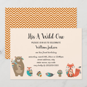 Invitation d'anniversaire Tribal Animal His A Wild