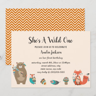 Invitation d'anniversaire Tribal Animal Sweet She'