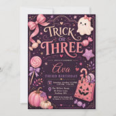Invitation d'anniversaire Trick or Three (Devant)