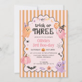 Invitation d'anniversaire trois 3ème avec un fantô (Devant)