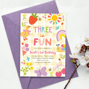 Invitation d'anniversaire Trois ans c'est Amusant,