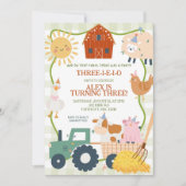 Invitation d'anniversaire Trois-I-E-I-O de mignons (Devant)