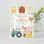 Invitation d'anniversaire Trois-I-E-I-O de mignons (Debout devant)