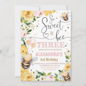 Invitation d'anniversaire Troisième abeille miel F (Devant)