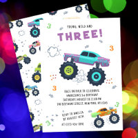 Invitation d'anniversaire Troisième Monster Truck