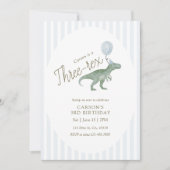 Invitation d'anniversaire Troisième Rex Dinosaure (Devant)