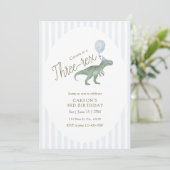 Invitation d'anniversaire Troisième Rex Dinosaure (Debout devant)