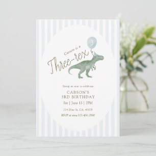 Invitation d'anniversaire Troisième Rex Dinosaure