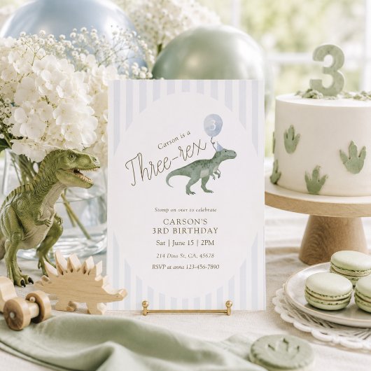 Invitation d'anniversaire Troisième Rex Dinosaure