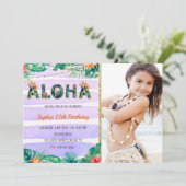 Invitation D'Anniversaire Tropical Aloha Avec Phot (Debout devant)