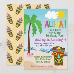 Invitation d'anniversaire Tropical Beach Aloha Lua