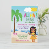 Invitation d'anniversaire Tropical Beach Aloha Lua (Debout devant)