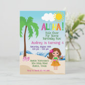 Invitation d'anniversaire Tropical Beach Aloha Lua (Debout devant)