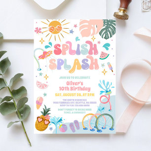 Invitation d'anniversaire tropical d'été Splish Sp