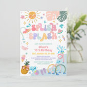 Invitation d'anniversaire tropical d'été Splish Sp (Debout devant)