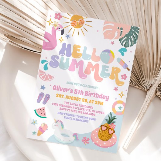 Invitation d'anniversaire Tropical Hello Summer