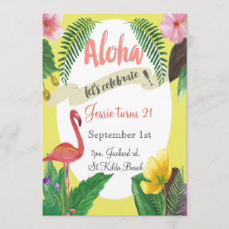 Invitation d'anniversaire tropicale 5 x 7 pouces