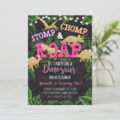 Invitation d'anniversaire tropicale de Girl Dinosa (Debout devant)