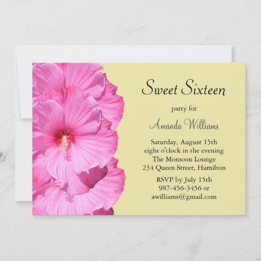 Invitation d'anniversaire tropicale (jaune) (Devant)