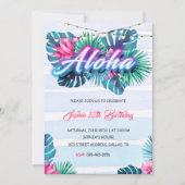 Invitation d'anniversaire tropicale Neon Aloha (Devant)