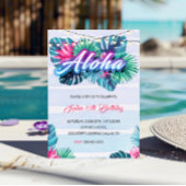 Invitation d'anniversaire tropicale Neon Aloha