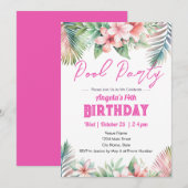 Invitation d'anniversaire tropicale pour adolescen (Devant / Derrière)
