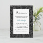 Invitation d'anniversaire Turquoise Damask (Debout devant)