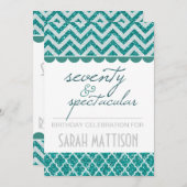 Invitation d'anniversaire Turquoise de 70 ans et s (Devant / Derrière)
